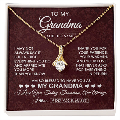Alluring Beauty Necklace 18K Yellow Gold Finish | 1 | Personalized To My Grandma Gifts From Granddaughter Necklace Meaningful Jewelry Pendant Gifts For Grandma Mothers Day Birthday Christmas Gift Box Message Card | https://siriusteestore.