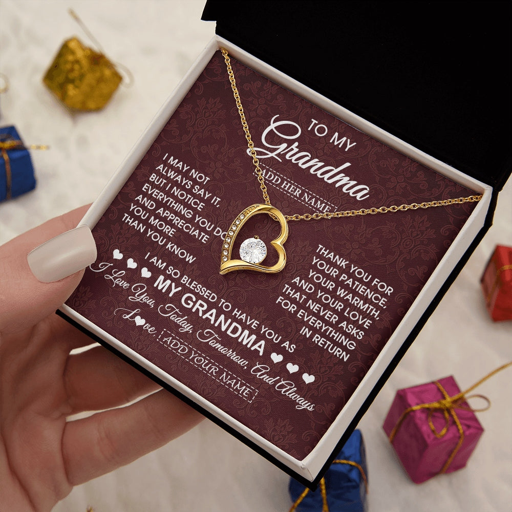 Forever Love Necklace 18K Yellow Gold Finish | 2 | Personalized To My Grandma Gifts From Granddaughter Necklace Meaningful Jewelry Pendant Gifts For Grandma Mothers Day Birthday Christmas Gift Box Message Card | https://siriusteestore.