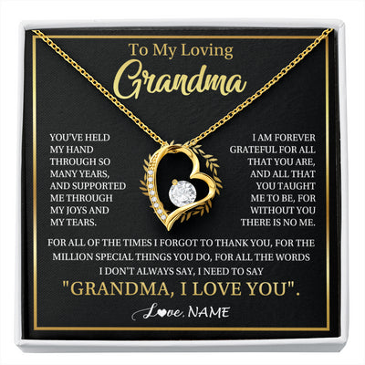 Forever Love Necklace 18K Yellow Gold Finish | 1 | Personalized To My Grandma Gifts Necklace From Granddaughter Grandson Grateful Thank You Birthday Gifts Mothers Day Christmas Jewelry Gift Box Message Card | siriusteestore