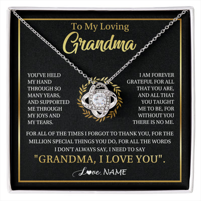 Love Knot Necklace 14K White Gold Finish | 1 | Personalized To My Grandma Gifts Necklace From Granddaughter Grandson Grateful Thank You Birthday Gifts Mothers Day Christmas Jewelry Gift Box Message Card | siriusteestore