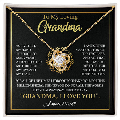 Love Knot Necklace 18K Yellow Gold Finish | 1 | Personalized To My Grandma Gifts Necklace From Granddaughter Grandson Grateful Thank You Birthday Gifts Mothers Day Christmas Jewelry Gift Box Message Card | siriusteestore