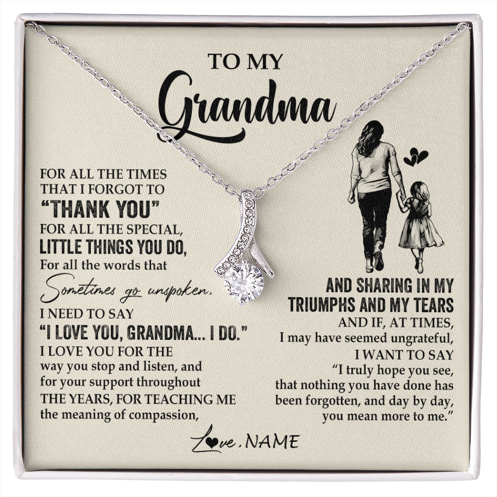 Alluring Beauty Necklace 14K White Gold Finish | 1 | Personalized To My Grandma Necklace From Granddaughter For All The Times That I Forgot To Thank You Mothers Day Christmas Customized Gift Box Message Card | siriusteestore
