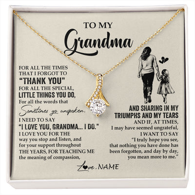 Alluring Beauty Necklace 18K Yellow Gold Finish | 1 | Personalized To My Grandma Necklace From Granddaughter For All The Times That I Forgot To Thank You Mothers Day Christmas Customized Gift Box Message Card | siriusteestore