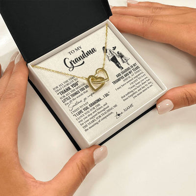 Interlocking Hearts Necklace 18K Yellow Gold Finish | 2 | Personalized To My Grandma Necklace From Granddaughter For All The Times That I Forgot To Thank You Mothers Day Christmas Customized Gift Box Message Card | siriusteestore