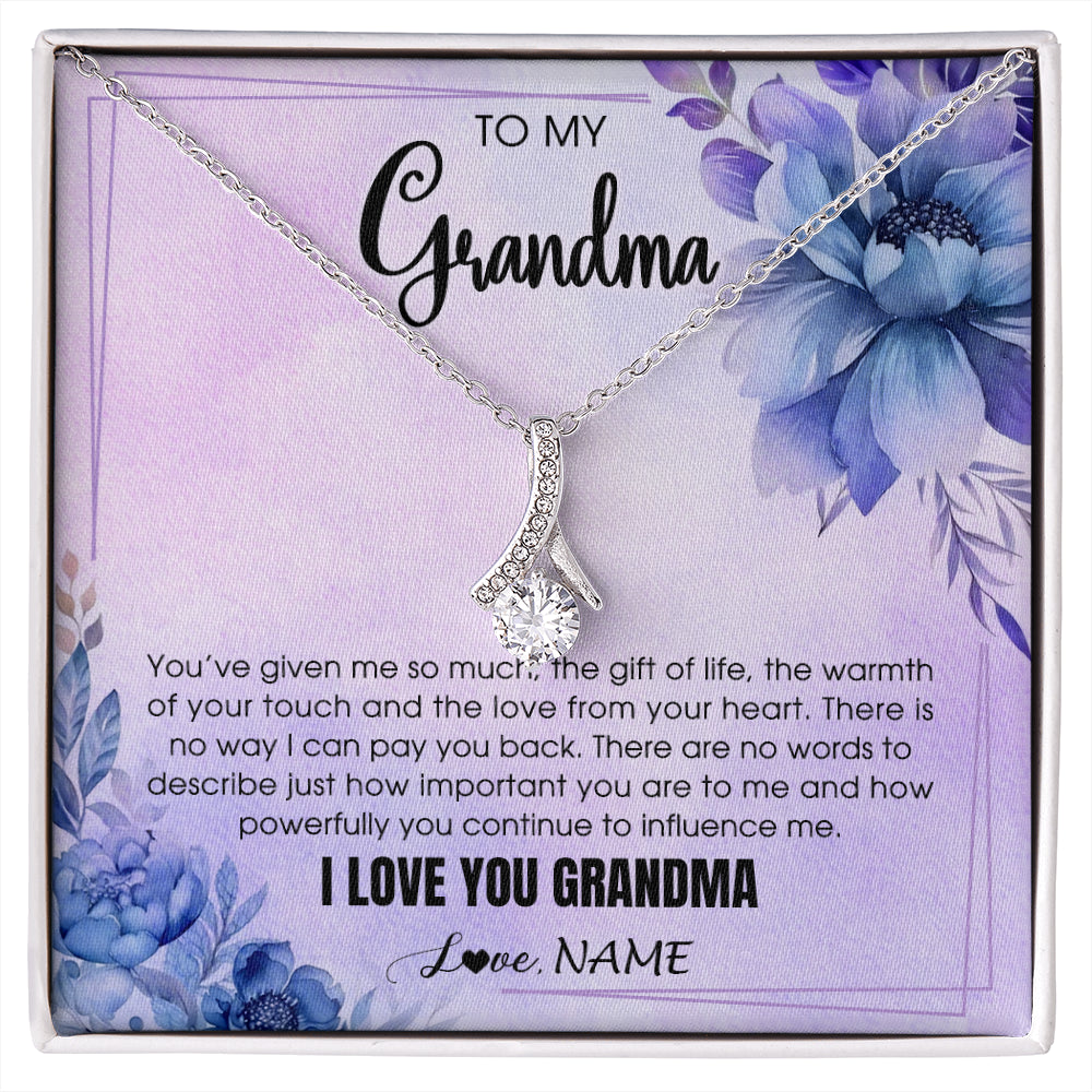 Alluring Beauty Necklace 14K White Gold Finish | 1 | Personalized To My Grandma Necklace From Granddaughter Grandson I Love You Birthday Gifts Mothers Day Christmas Jewelry Customized Gift Box Message Card | siriusteestore