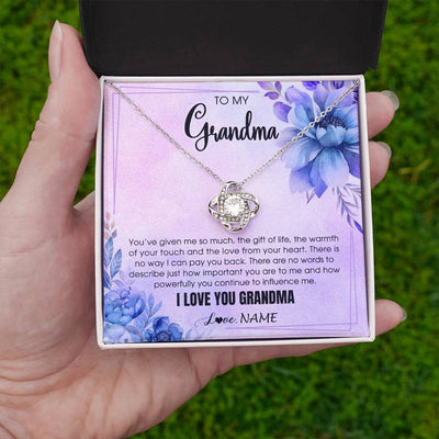 Love Knot Necklace 14K White Gold Finish | 2 | Personalized To My Grandma Necklace From Granddaughter Grandson I Love You Birthday Gifts Mothers Day Christmas Jewelry Customized Gift Box Message Card | siriusteestore