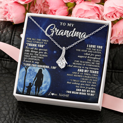 Alluring Beauty Necklace 14K White Gold Finish | 2 | Personalized To My Grandma Necklace From Granddaughter Grandson Thank You Grateful Love Birthday Mothers Day Christmas Customized Gift Box Message Card | siriusteestore