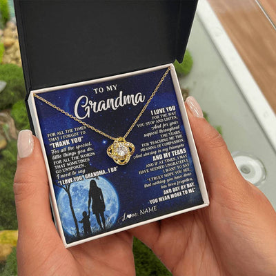 Love Knot Necklace 18K Yellow Gold Finish | 2 | Personalized To My Grandma Necklace From Granddaughter Grandson Thank You Grateful Love Birthday Mothers Day Christmas Customized Gift Box Message Card | siriusteestore