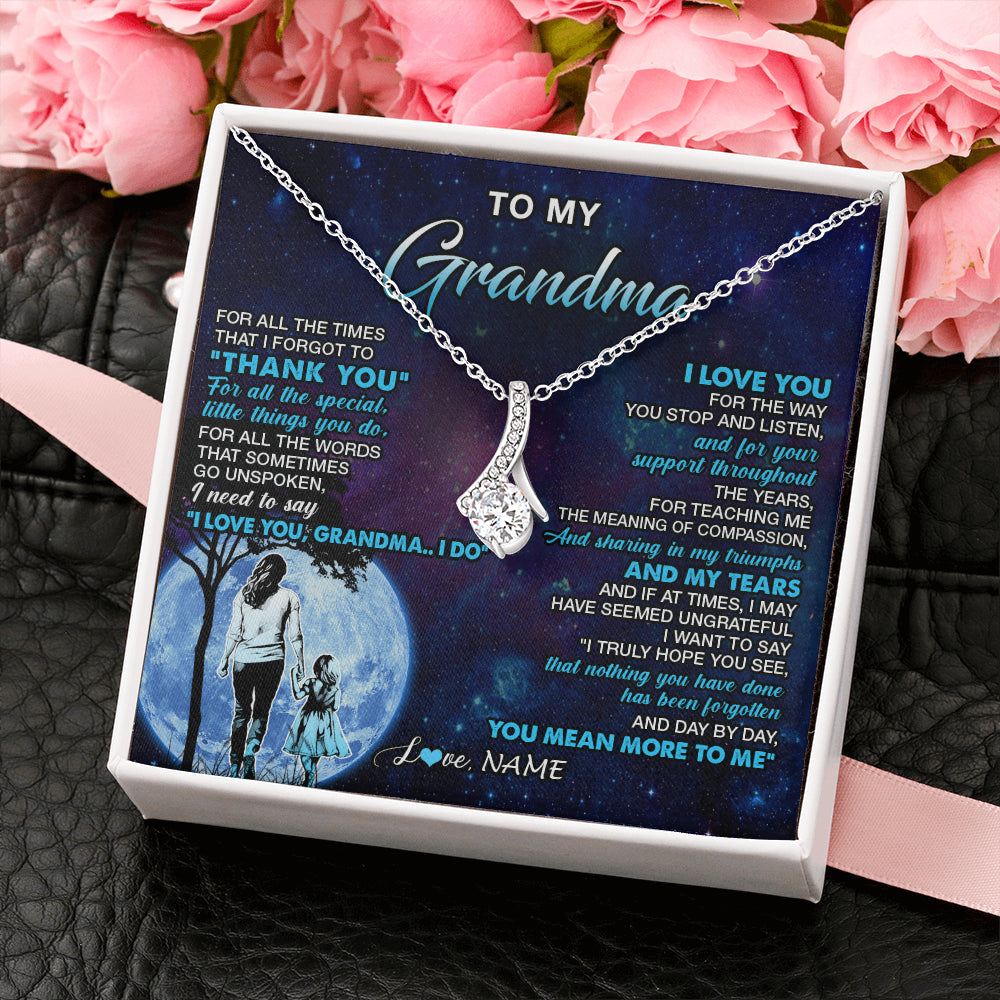 Alluring Beauty Necklace 14K White Gold Finish | 2 | Personalized To My Grandma Necklace From Granddaughter Thank You Day By Day Birthday Gifts Mothers Day Christmas Customized Gift Box Message Card | siriusteestore