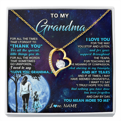 Forever Love Necklace 18K Yellow Gold Finish | 1 | Personalized To My Grandma Necklace From Granddaughter Thank You Day By Day Birthday Gifts Mothers Day Christmas Customized Gift Box Message Card | siriusteestore