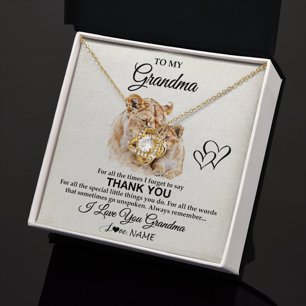 Love Knot Necklace 18K Yellow Gold Finish | 2 | Personalized To My Grandma Necklace From Granddaughter Thank You Lion Grandma Gift For Mothers Day Birthday Gift Christmas For Grandma Gift Box Message Card | siriusteestore