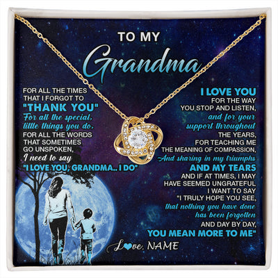Love Knot Necklace 18K Yellow Gold Finish | 1 | Personalized To My Grandma Necklace From Grandson Thank You Day By Day Grandma Birthday Gifts Mothers Day Christmas Customized Gift Box Message Card | siriusteestore