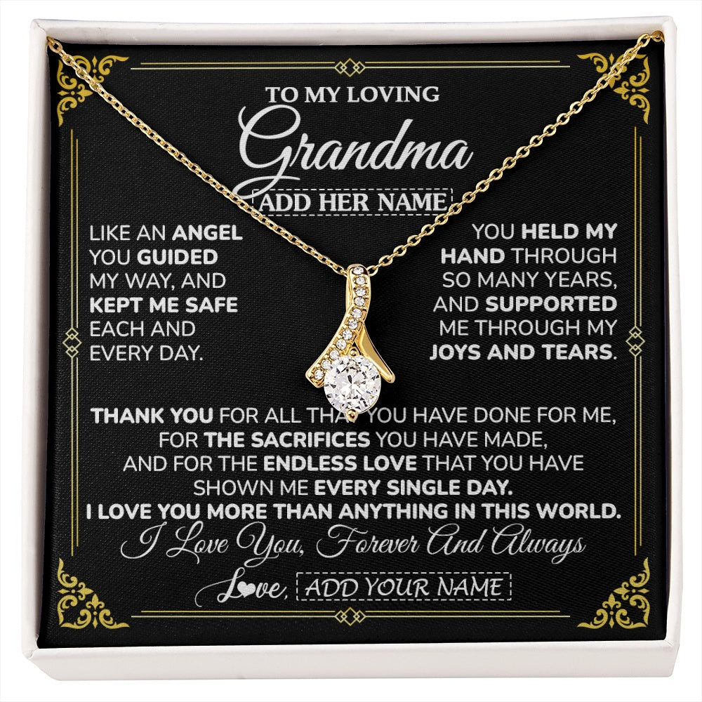 Alluring Beauty Necklace 18K Yellow Gold Finish | 1 | Personalized To My Grandma Necklace Gifts Meaningful Gift To Grandma From Granddaughter Without You There Is No Me Mothers Day Birthday Gift Box Message Card | https://siriusteestore.