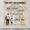 Personalized To My Grandpa Gifts Blanket From Grandson Thank You My Hero Grandpa Birthday Gift Fathers Day Thanksgiving Christmas Custom Fleece Throw Blanket | siriusteestore