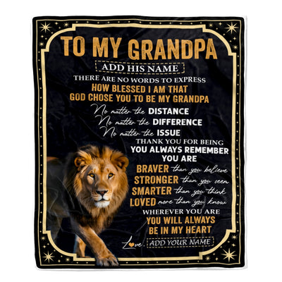 Personalized To My Grandpa Gifts For Birthday From Grandson Granddaughter Inspirational Lion Gifts For Grandpa Blanket Birthday Idea Fathers Day Fleece Blanket | siriusteestore