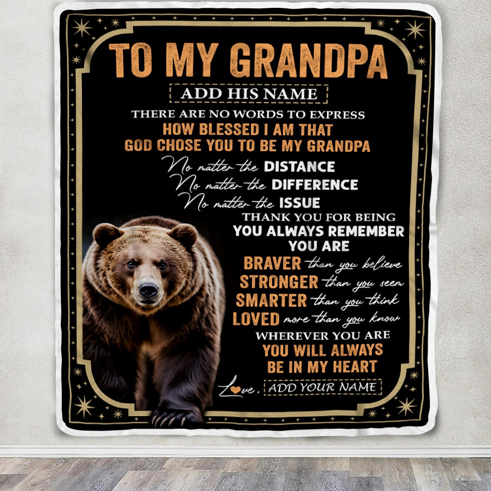 Personalized To My Grandpa Gifts For Birthday From Grandson Grandkids Inspirational Bear Gifts For Grandpa Blanket Birthday Idea Fathers Day Fleece Blanket | siriusteestore