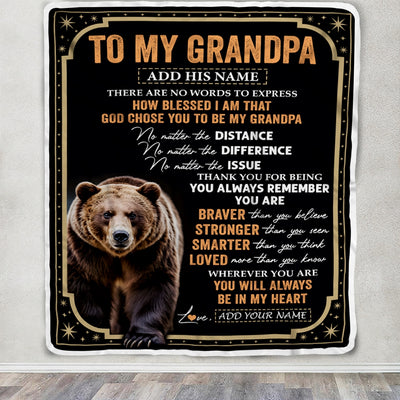Personalized To My Grandpa Gifts For Birthday From Grandson Grandkids Inspirational Bear Gifts For Grandpa Blanket Birthday Idea Fathers Day Fleece Blanket | siriusteestore