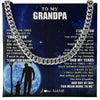 Cuban Link Chain Necklace Stainless Steel | 1 | Personalized To My Grandpa Necklace From Granddaughter Grandson Thank You Grateful Love Birthday Fathers Day Christmas Customized Gift Box Message Card | siriusteestore