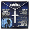 Stainless Cross Necklace Stainless Steel | 1 | Personalized To My Grandpa Necklace From Granddaughter Grandson Thank You Grateful Love Birthday Fathers Day Christmas Customized Gift Box Message Card | siriusteestore