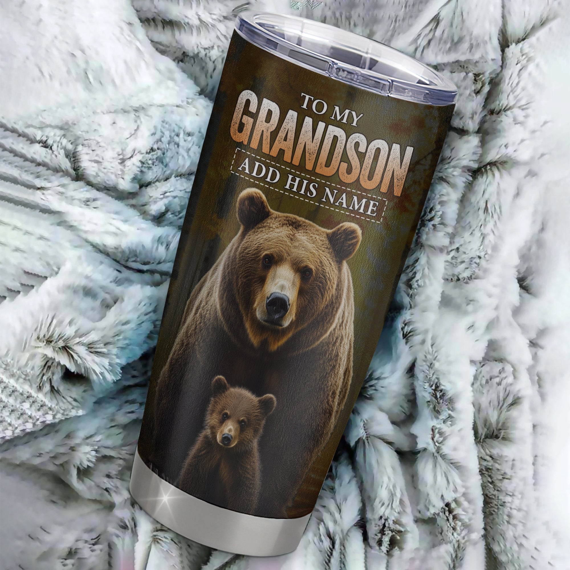 Personalized To My Grandson Bear Tumbler From Grandma Grandpa Every Day Laugh Love Live Grandson Birthday Gifts Christmas Custom Stainless Steel Travel Mug | siriusteestore