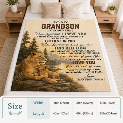 Personalized To My Grandson Birthday Gifts From Grandma Nana This Old Lion Blanket Grandson Gifts Graduation Christmas Gift Ideas For Men Fleece Throw Blanket | siriusteestore