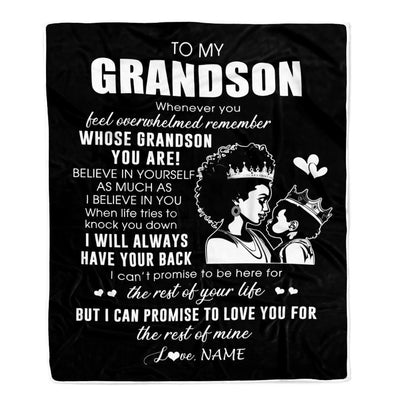 Personalized To My Grandson Blanket From Grandma African Woman Whenever You Feel Overwhelmed Grandson Birthday Christmas Customized Fleece Throw Blanket | siriusteestore