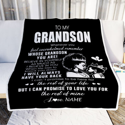 Personalized To My Grandson Blanket From Grandma African Woman Whenever You Feel Overwhelmed Grandson Birthday Christmas Customized Fleece Throw Blanket | siriusteestore