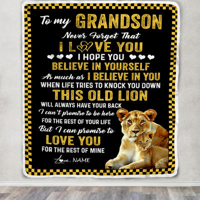 Personalized To My Grandson Blanket From Grandma Gigi This Old Lion Love You Grandson Birthday Graduation Christmas Customized Fleece Throw Blanket | siriusteestore