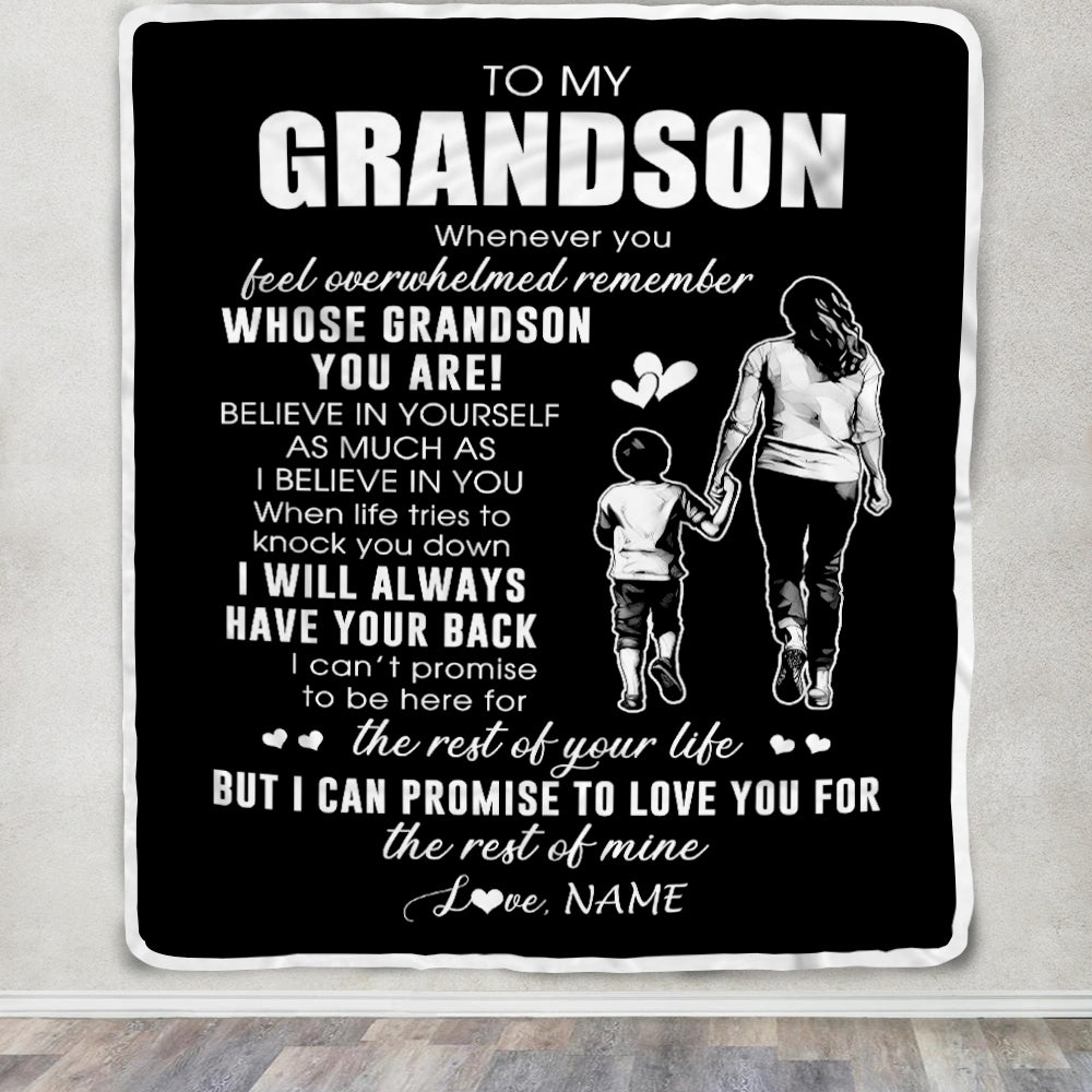 Personalized To My Grandson Blanket From Grandma Gigi Whenever You Feel Overwhelmed Grandson Birthday Graduation Christmas Customized Fleece Throw Blanket | siriusteestore