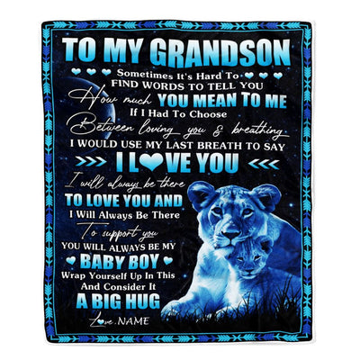 Personalized To My Grandson Blanket From Grandma Gigi You Mean Yo Me My Baby Boy Lion Grandson Birthday Graduation Christmas Customized Fleece Throw Blanket | siriusteestore