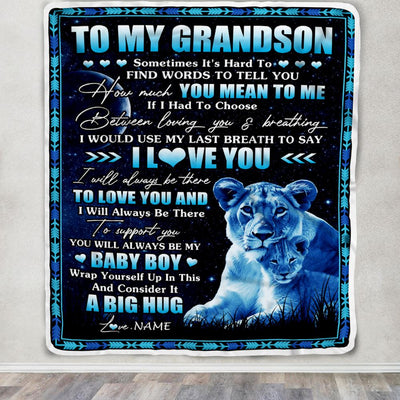 Personalized To My Grandson Blanket From Grandma Gigi You Mean Yo Me My Baby Boy Lion Grandson Birthday Graduation Christmas Customized Fleece Throw Blanket | siriusteestore