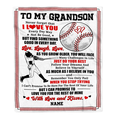 Personalized To My Grandson Blanket From Grandma Grandpa Gigi I Believe In You Baseball Grandson Birthday Graduation Christmas Customized Fleece Throw Blanket | siriusteestore