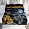 Personalized To My Grandson Blanket From Grandma Grandpa Lion Never Give Up Grandson Birthday Christmas Customized Fleece Throw Blanket | siriusteestore