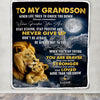 Personalized To My Grandson Blanket From Grandma Grandpa Lion Never Give Up Grandson Birthday Christmas Customized Fleece Throw Blanket | siriusteestore