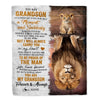 Personalized To My Grandson Blanket From Grandma Grandpa Lion Proud Of The Man You Have Become Grandson Birthday Christmas Customized Fleece Throw Blanket | siriusteestore