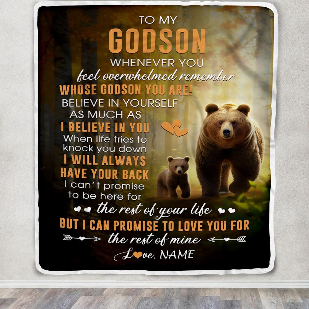 Personalized To My Grandson Blanket From Grandma Grandpa Whenever You Feel Bear Grandson Birthday Gifts Graduation Christmas Customized Fleece Throw Blanket | siriusteestore