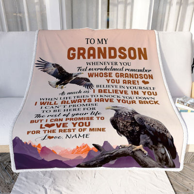 Personalized To My Grandson Blanket From Grandma Grandpa Whenever You Feel Eagle Grandson Birthday Gifts Graduation Christmas Customized Fleece Throw Blanket | siriusteestore
