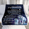 Personalized To My Grandson Blanket From Grandma Grandpa Whenever You Feel Wolf Grandson Birthday Gifts Graduation Christmas Customized Fleece Blanket | siriusteestore