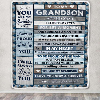 Personalized To My Grandson Blanket From Grandma Grandpa Wood I Closed My Eyes Gifts For Grandson Birthday Gifts Graduation Christmas Customized Fleece Blanket | siriusteestore