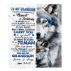 Personalized To My Grandson Blanket From Grandma I Close My Eyes For But A Moment Wolf Grandson Birthday Graduation Christmas Customized Gift Fleece Blanket | siriusteestore