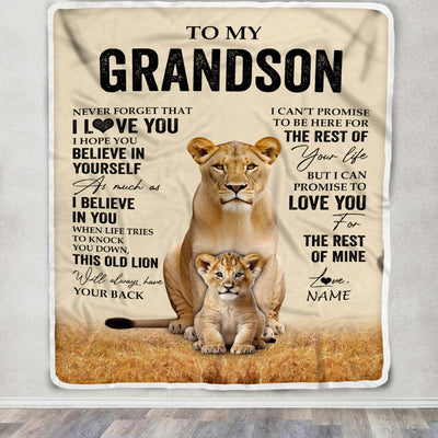 Personalized To My Grandson Blanket From Grandma Lion Never Forget That I Love You Grandson Birthday Gifts Christmas Customized Fleece Throw Blanket | siriusteestore