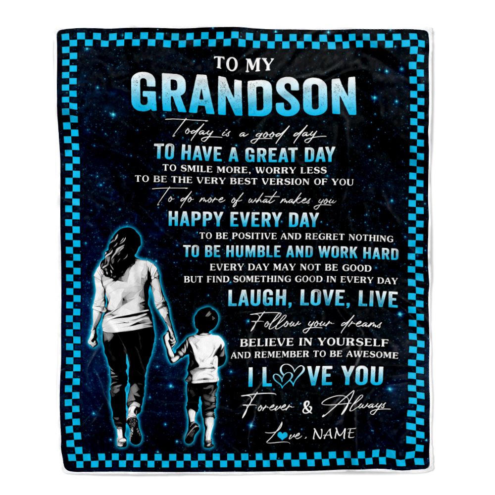 Personalized To My Grandson Blanket From Grandma Nana Every Day Laugh Love Live Grandma Grandson Birthday Gifts Graduation Christmas Customized Fleece Blanket | siriusteestore