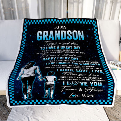 Personalized To My Grandson Blanket From Grandma Nana Every Day Laugh Love Live Grandma Grandson Birthday Gifts Graduation Christmas Customized Fleece Blanket | siriusteestore