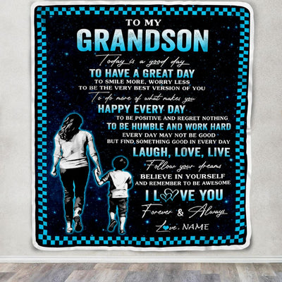 Personalized To My Grandson Blanket From Grandma Nana Every Day Laugh Love Live Grandma Grandson Birthday Gifts Graduation Christmas Customized Fleece Blanket | siriusteestore