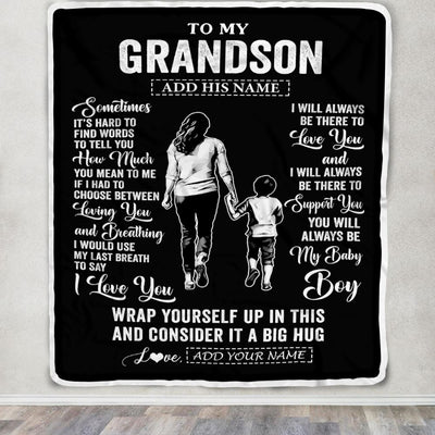 Personalized To My Grandson Blanket From Grandma Nana Sometimes It's Hard Grandson Birthday Gifts Graduation Christmas Customized Fleece Throw Blanket | siriusteestore