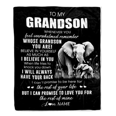 Personalized To My Grandson Blanket From Grandma Papa Whenever You Feel Elephant Grandson Birthday Gifts Graduation Christmas Customized Fleece Throw Blanket | siriusteestore