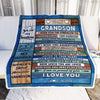 Personalized To My Grandson Blanket From Grandma Pops Wood I Am So Proud Of You I Love You Grandson Birthday Graduation Christmas Customized Fleece Blanket | siriusteestore