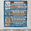 Personalized To My Grandson Blanket From Grandma Pops Wood I Am So Proud Of You I Love You Grandson Birthday Graduation Christmas Customized Fleece Blanket | siriusteestore