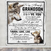 Personalized To My Grandson Blanket From Grandpa Grandma Just Do You Best Laugh Love Live Wolf Grandson Birthday Christmas Customized Bed Fleece Throw Blanket | siriusteestore