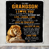 Personalized To My Grandson Blanket From Grandpa Live Laugh Love Lion Grandson Birthday Gifts Positive Graduation Christmas Customized Fleece Throw Blanket | siriusteestore